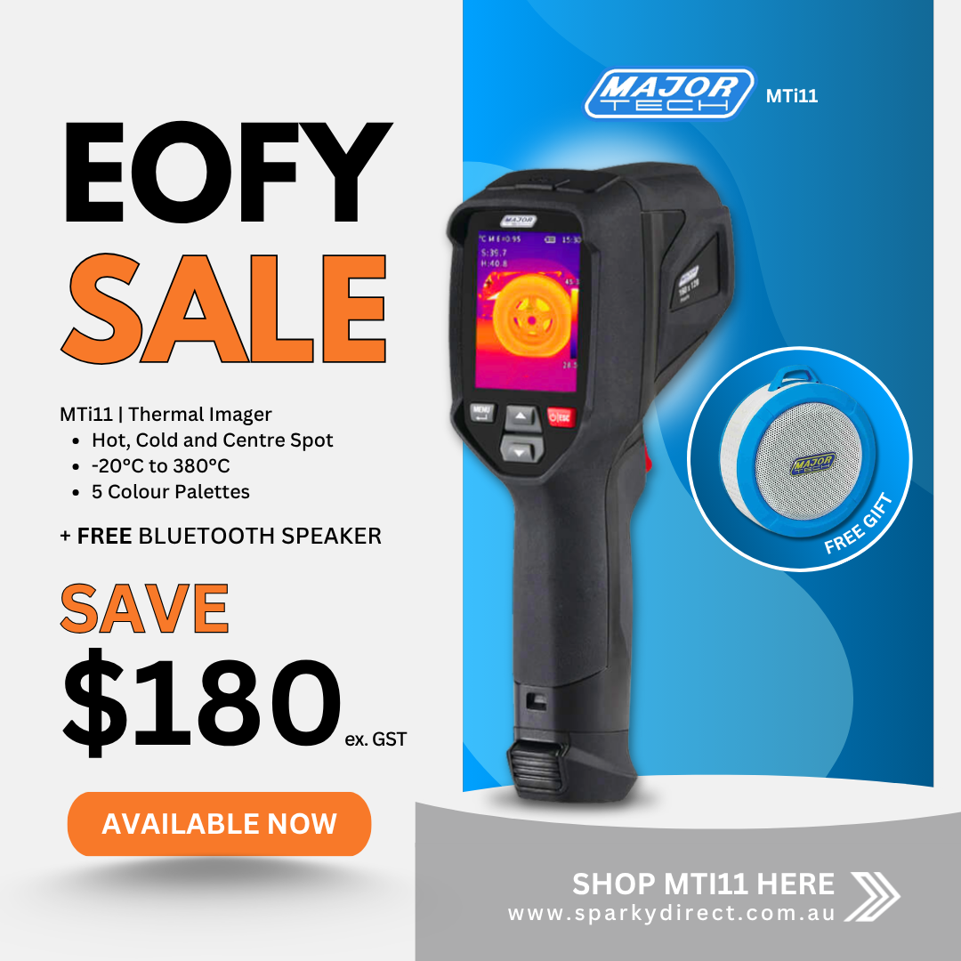 Click here for a thermal imager sale graphic showing temperature range features and a free Bluetooth speaker bonus.