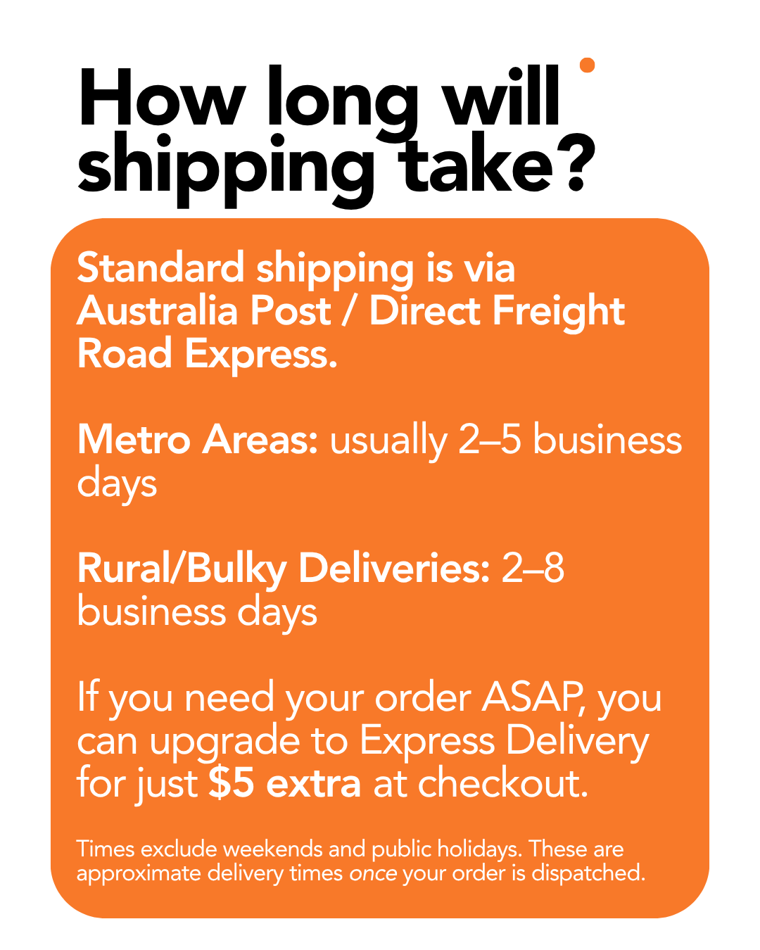 Shipping information including 2–5 day delivery for metro areas and an express upgrade option for $4 - Shop Clipsal Now.