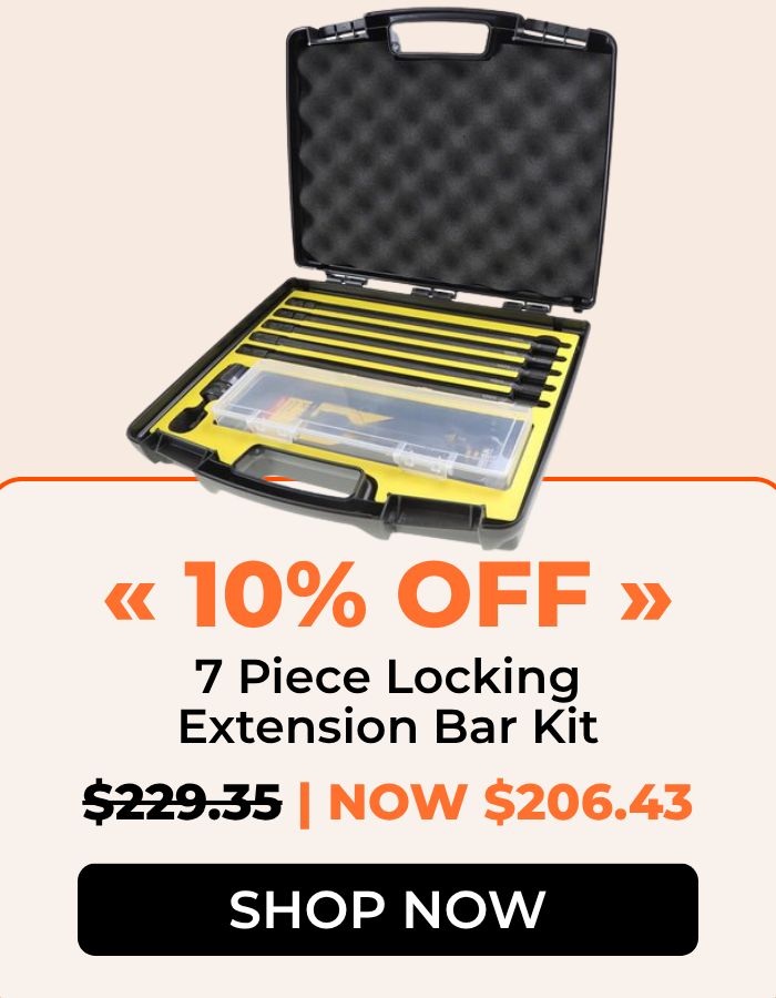 7 Piece Locking Extension Bar Kit in a hard carry case on sale for 10% off