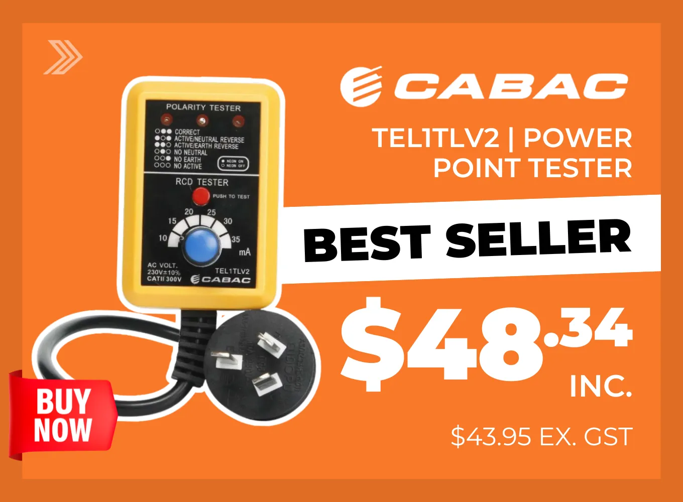 Click here for a Cabac power point polarity and RCD tester priced at $42.35.
