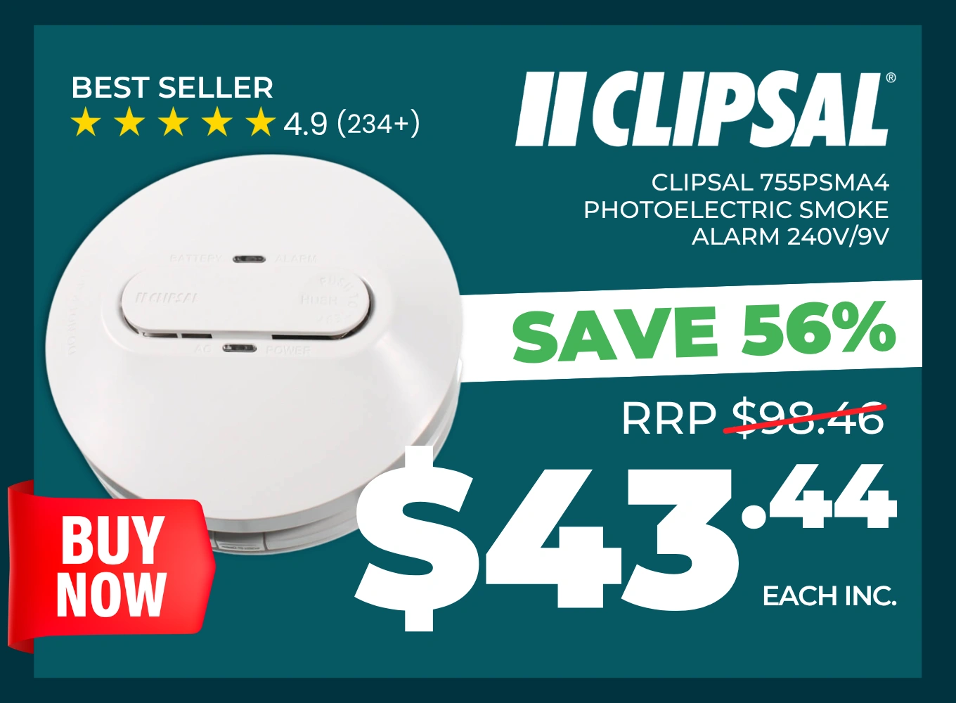Click here for a Clipsal photoelectric smoke alarm.