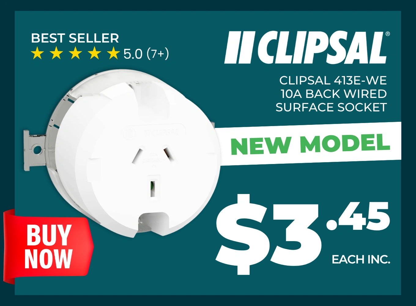 Click here for a Clipsal 10A back wired surface socket.