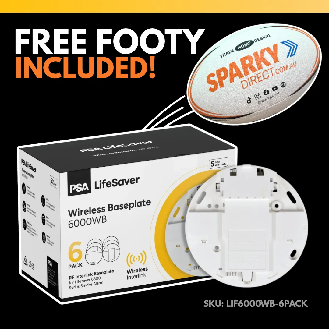 Click here for the PSA LifeSaver 6000WB six-pack wireless interlink baseplates with a free Sparky Direct football.
