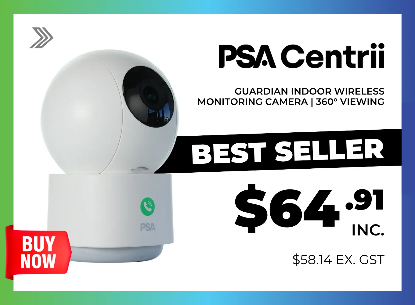 Click here for a PSA Centrii indoor wireless monitoring camera with 360° viewing, priced at $63.95.