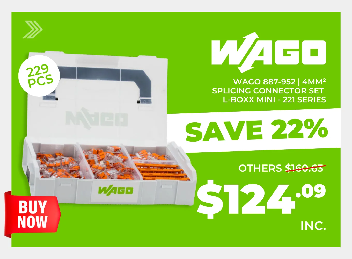 Click to shop the Wago 887-952 | 4mm² Splicing Connector Set  L-BOXX Mini - 221 Series
