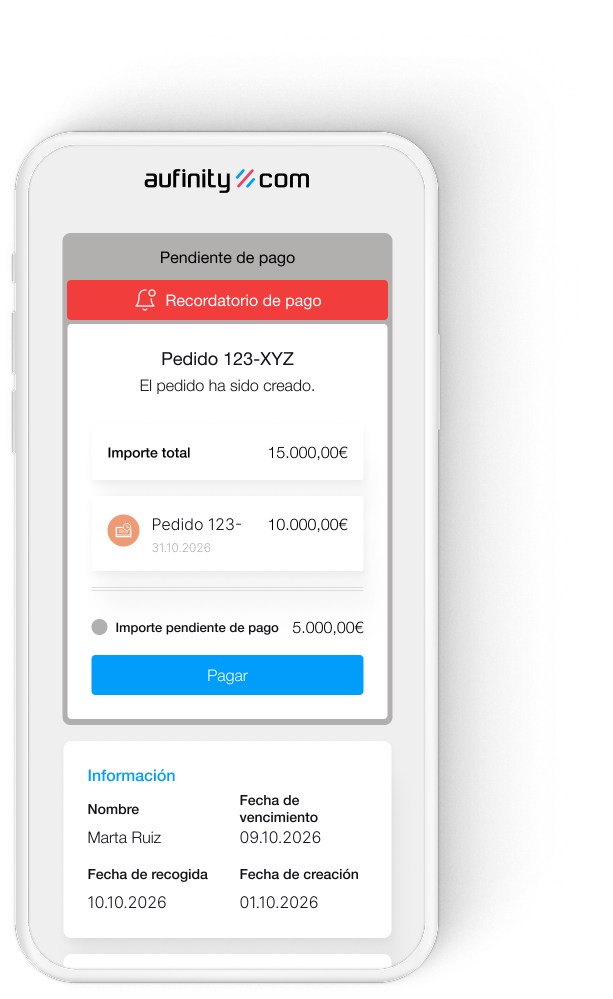 Screenshot der Zahlungserinnerung für eine offene Rechnung im bezahl.de-System, angezeigt auf einem Smartphone-Bildschirm.