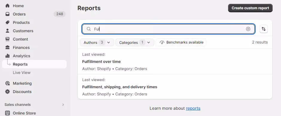Shopify Fulfillment  Report 