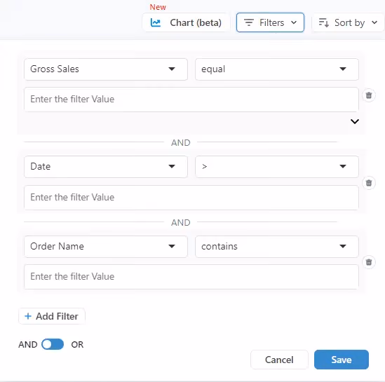 Shopify Report Filter