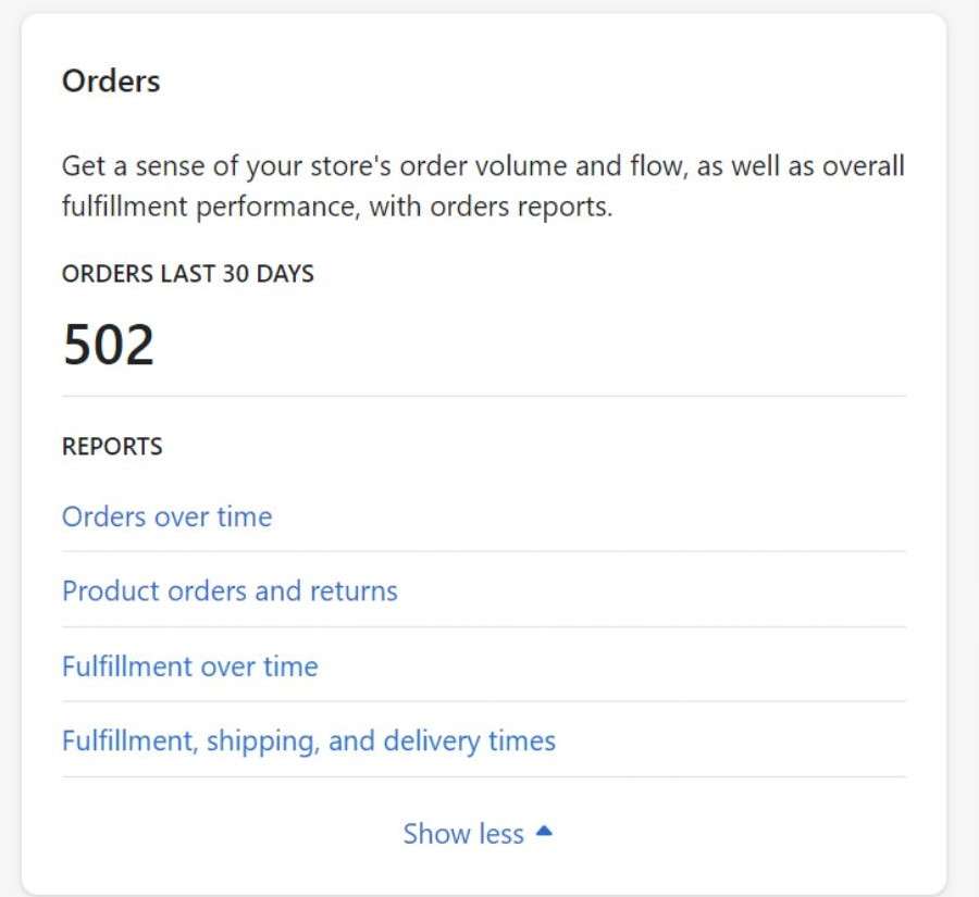 Shopify order report types