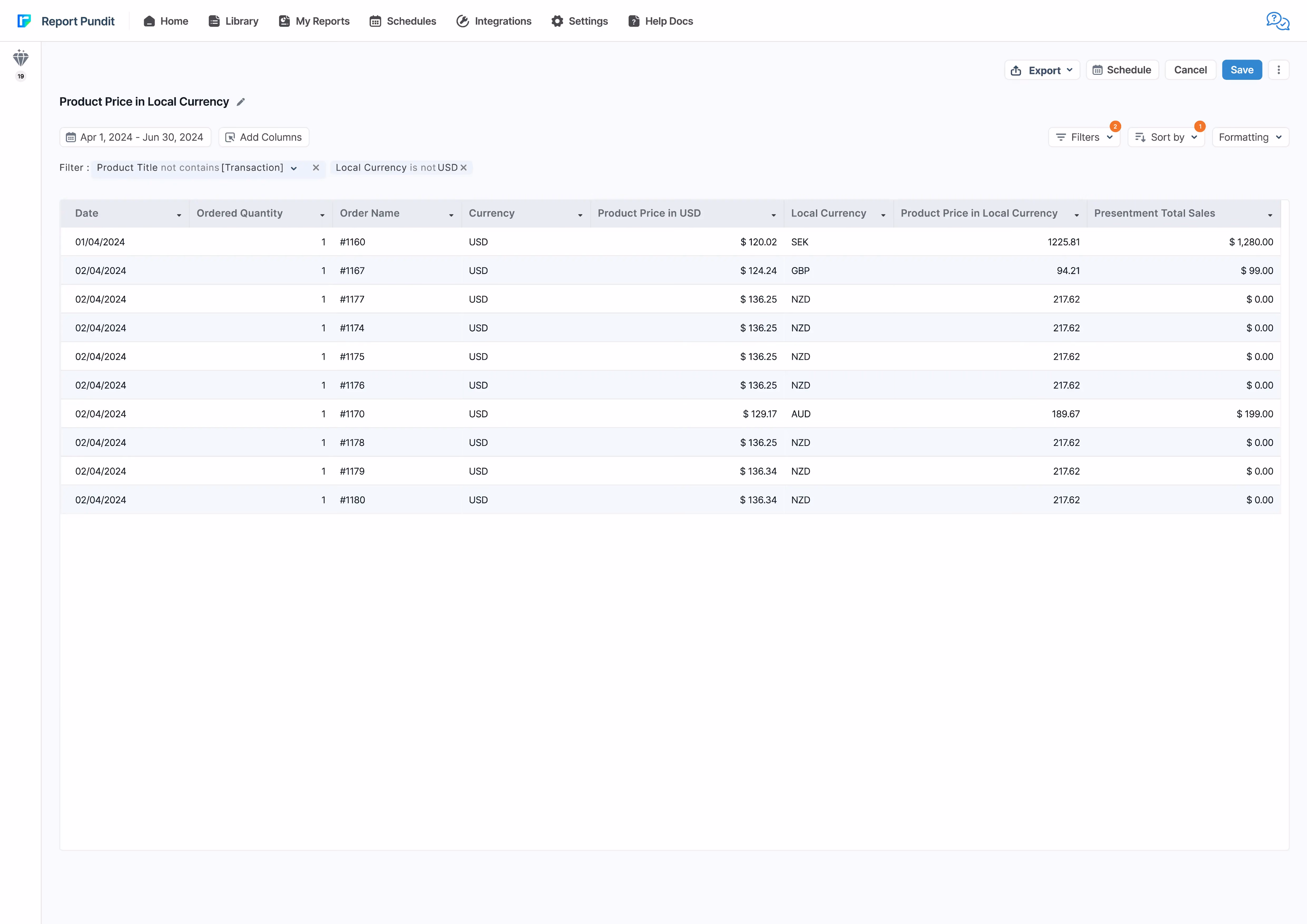 Shopify Multi Currency Conversion Report