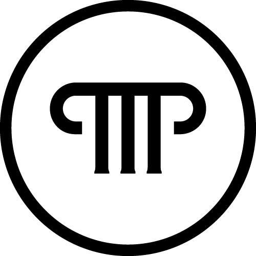 Black stylized pillar or column symbol inside a black circle on a white background.