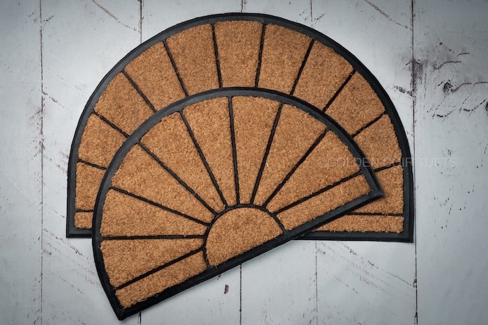 Brush coir mat with a rugged coir bristle surface for doorways and hallways