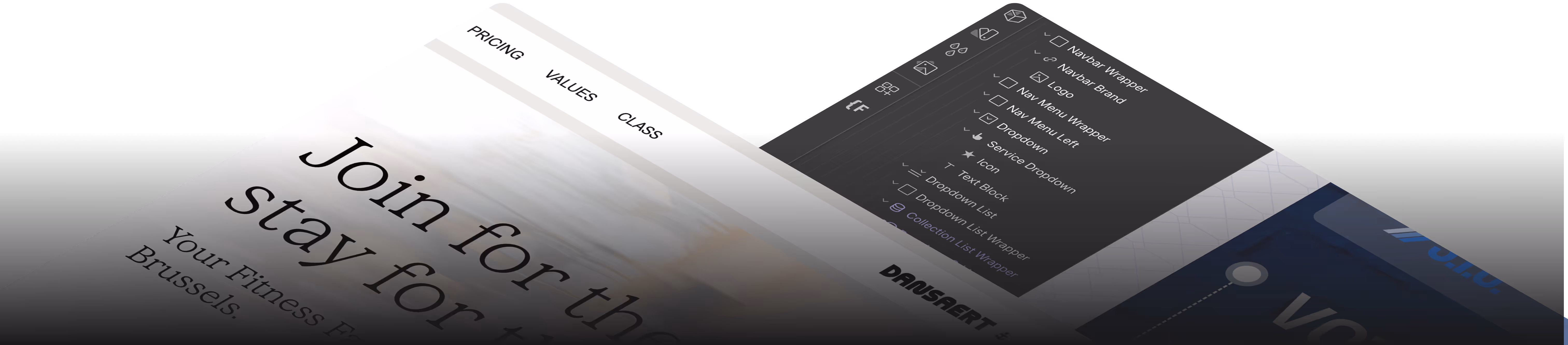 Image of a complete overview of a Webflow project, showing graphical elements - We-R.