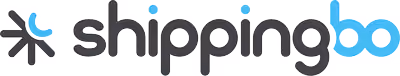 Logo Shippingbo avec un symbole stylisé bleu et noir à gauche, suivi du texte 'shippingbo' en lettres noires avec un bleu à la fin.
