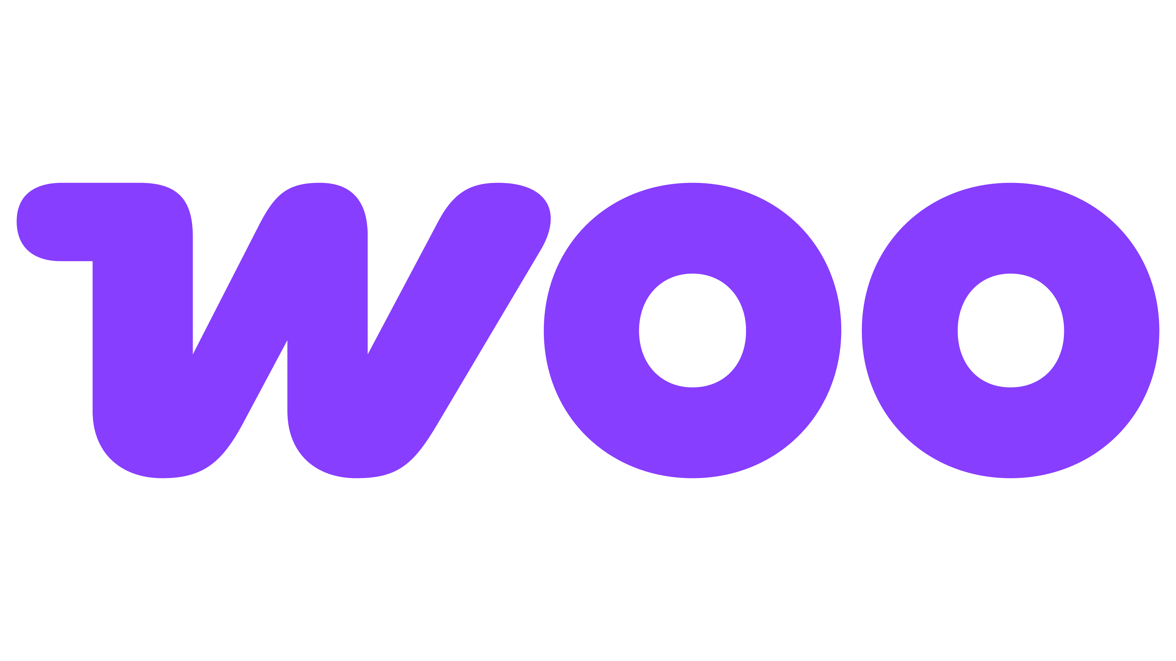Logo WooCommerce en texte violet sur fond noir.