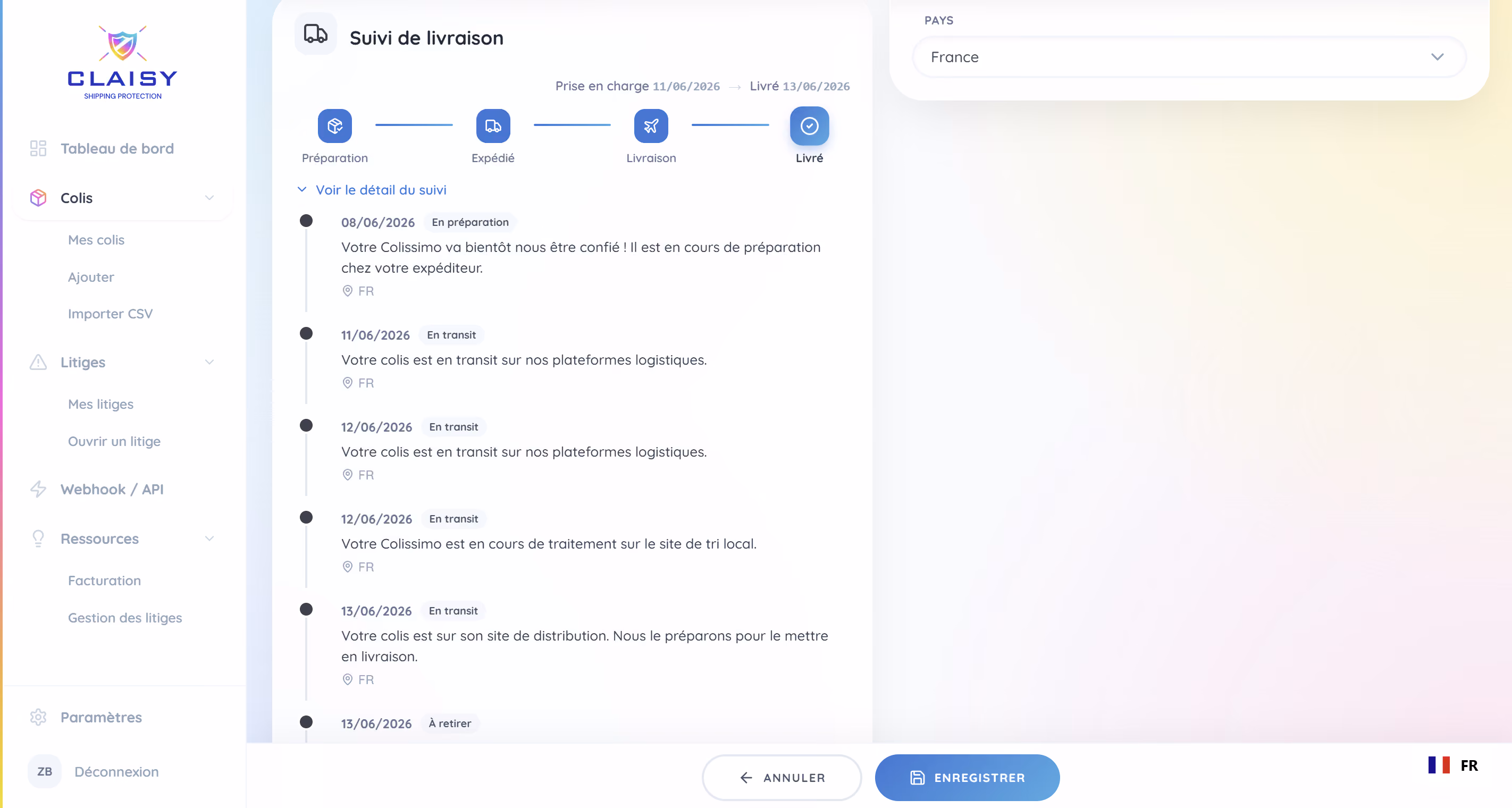 Parcel Tracking Claisy