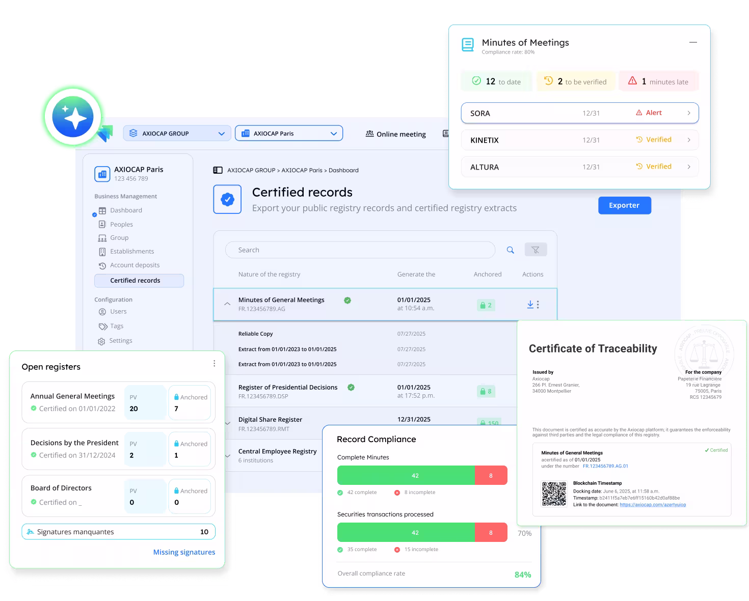 Gestion des registres des assemblées générales dématérialisés sur Axiocap