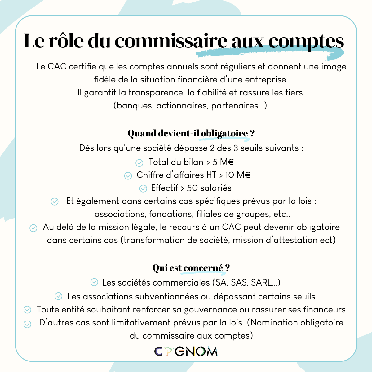 LE ROLE DU COMMISSAIRE AUX COMPTES