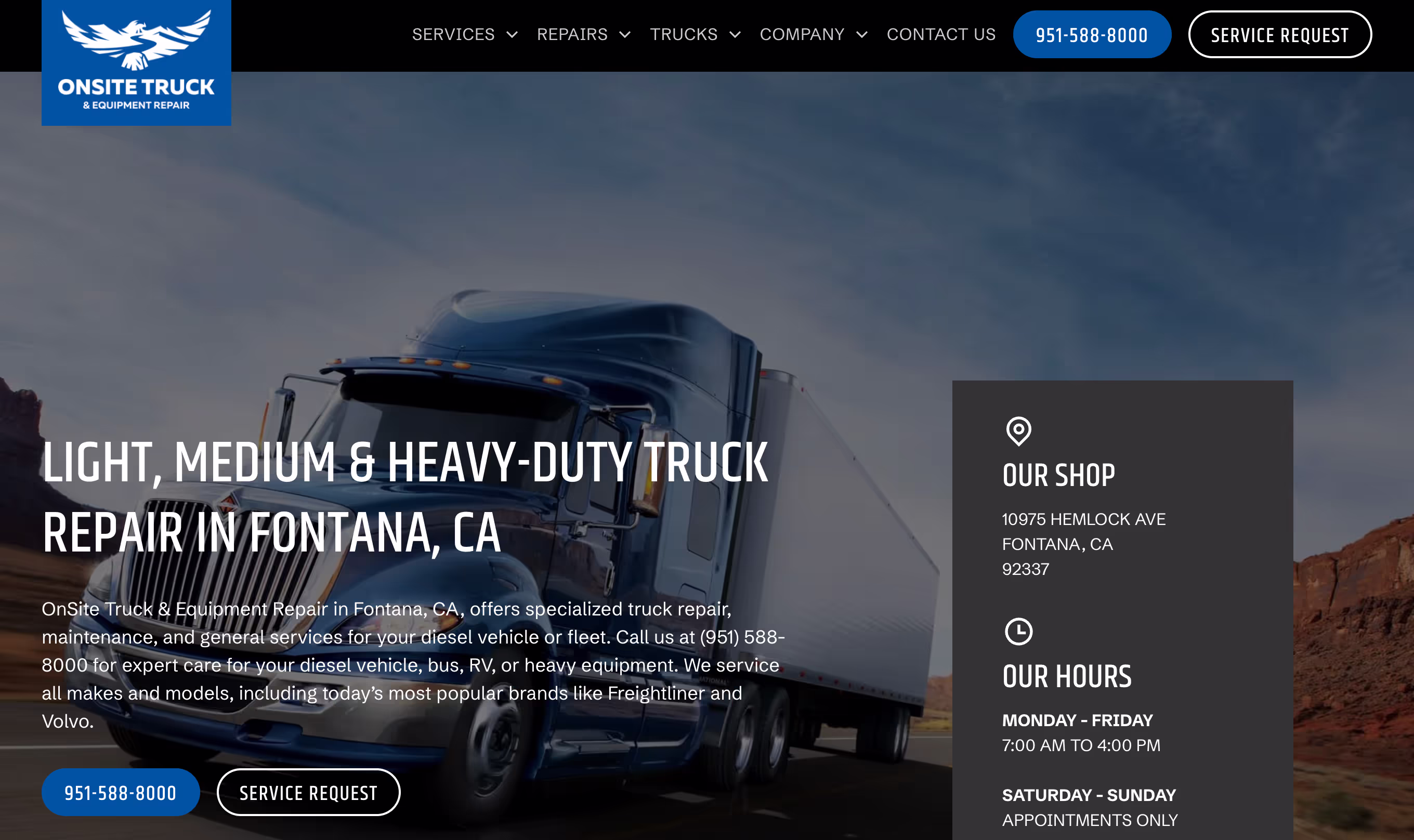 Onsite Truck & Equipment Repair — Diesel repair shop in Fontana, California