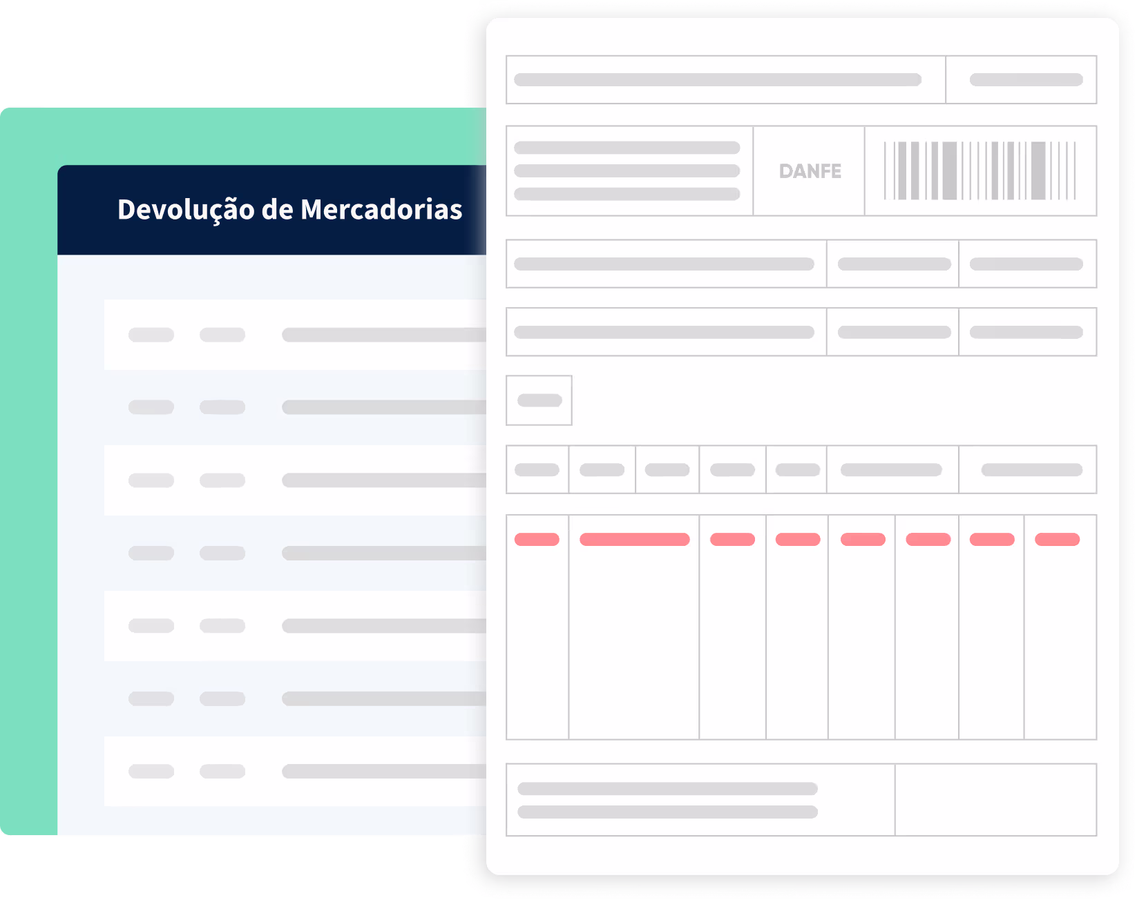 Nota fiscal de devolução de mercadorias