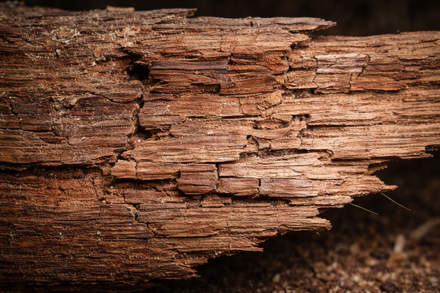 Drewno korodujące przez brunatny rozkład 