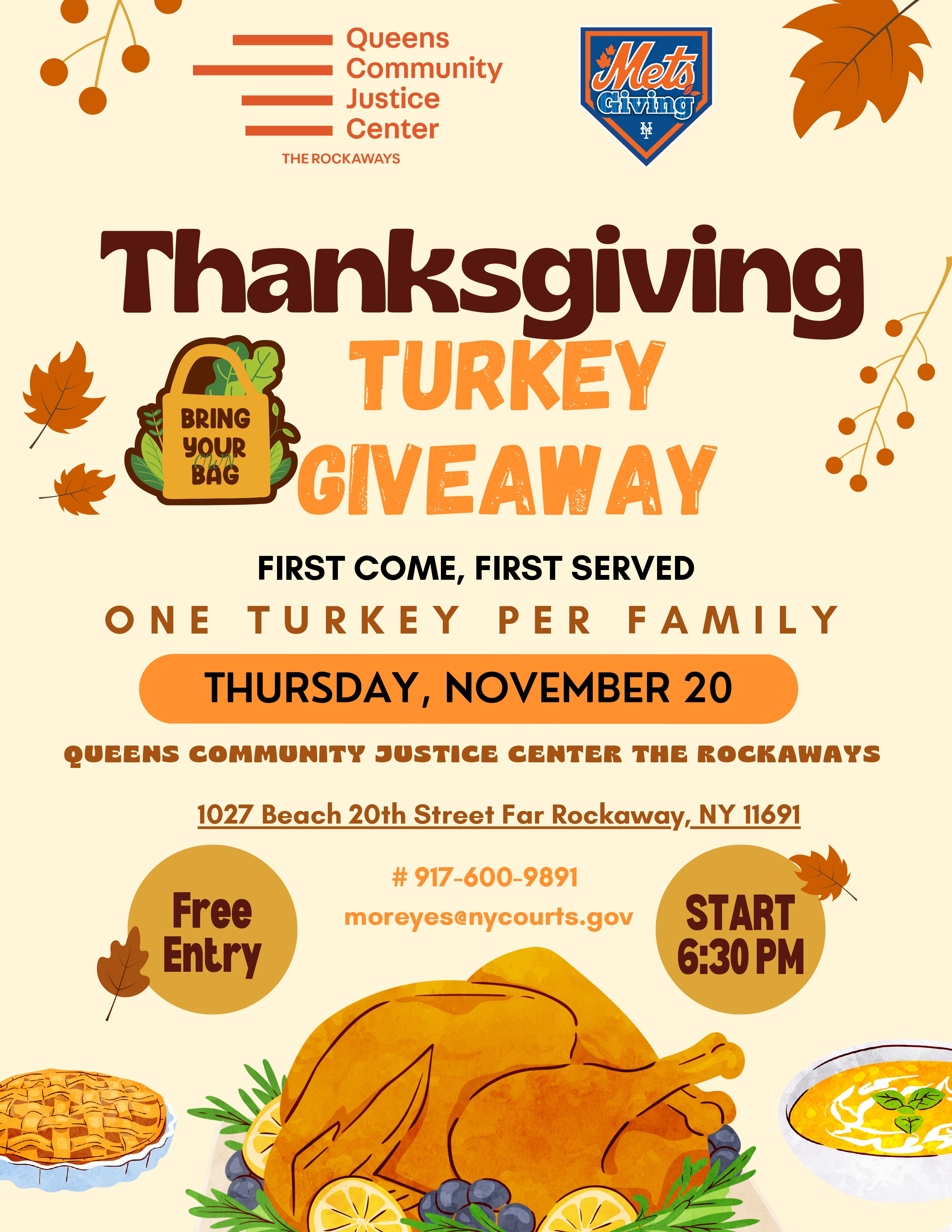 Turkey Giveaway on 11/20  flyer