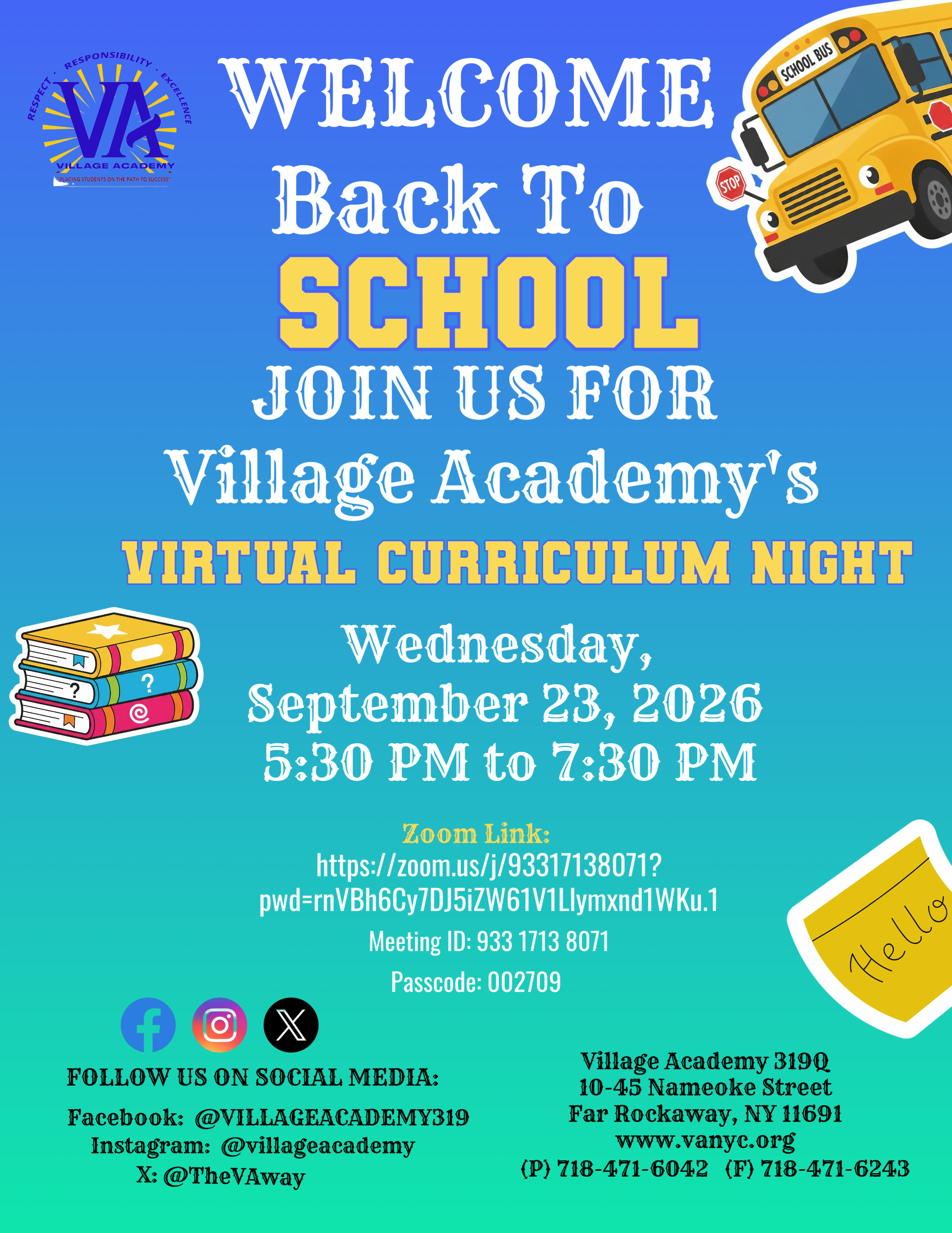 Village Academy 2026–2027 Enrollment flyer