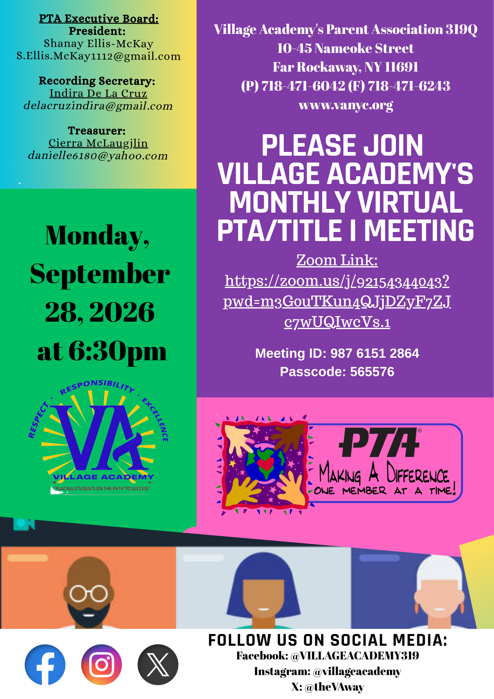 Village Academy 2026–2027 Enrollment flyer