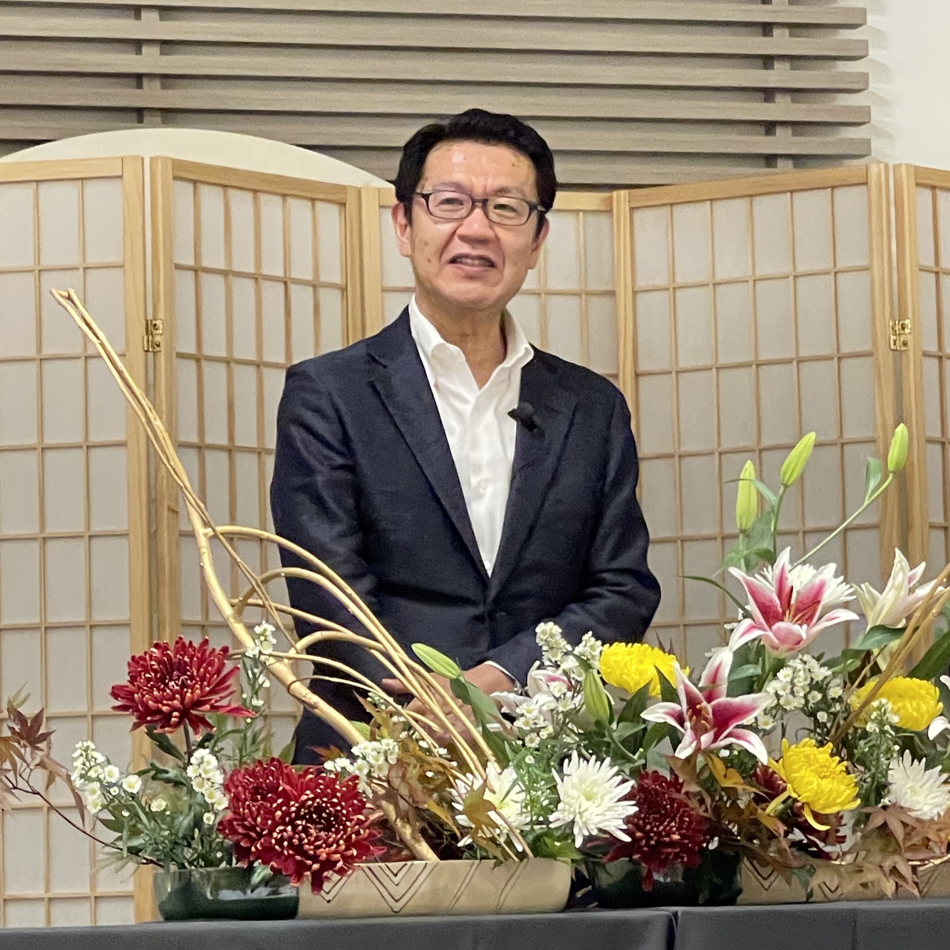 Ohara Ikebana Rimpa-cho arrangement created by Kamo-sensei on 8/13/2025 in Columbus, Ohio