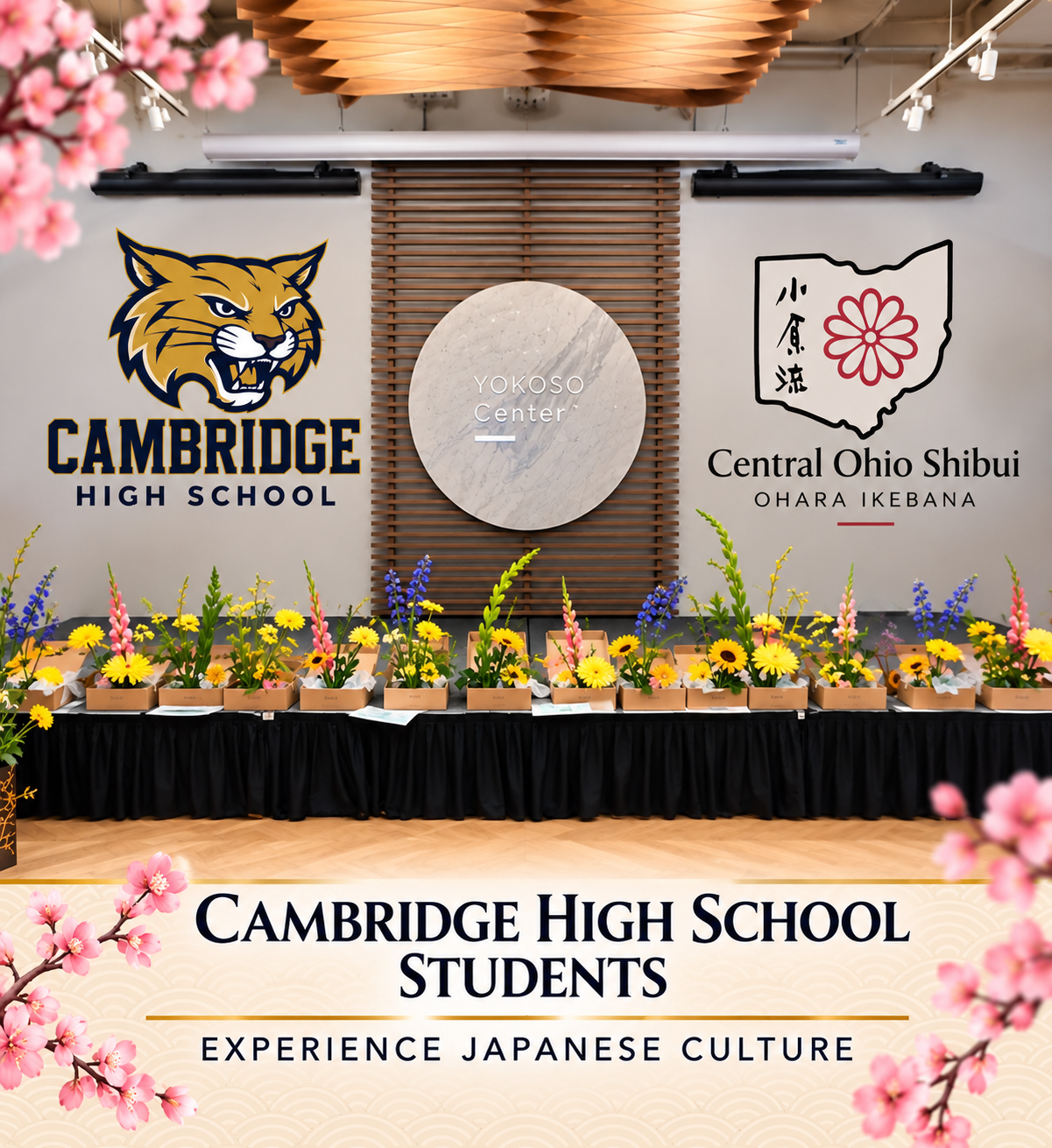 Cambridge High School students experience Japanese culture through an Ohara ikebana workshop in Columbus, Ohio