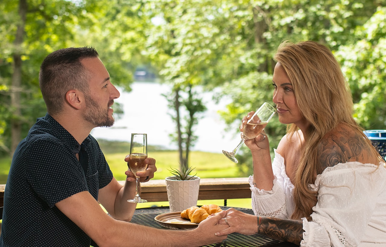 Couple enjoying wine and each other's company