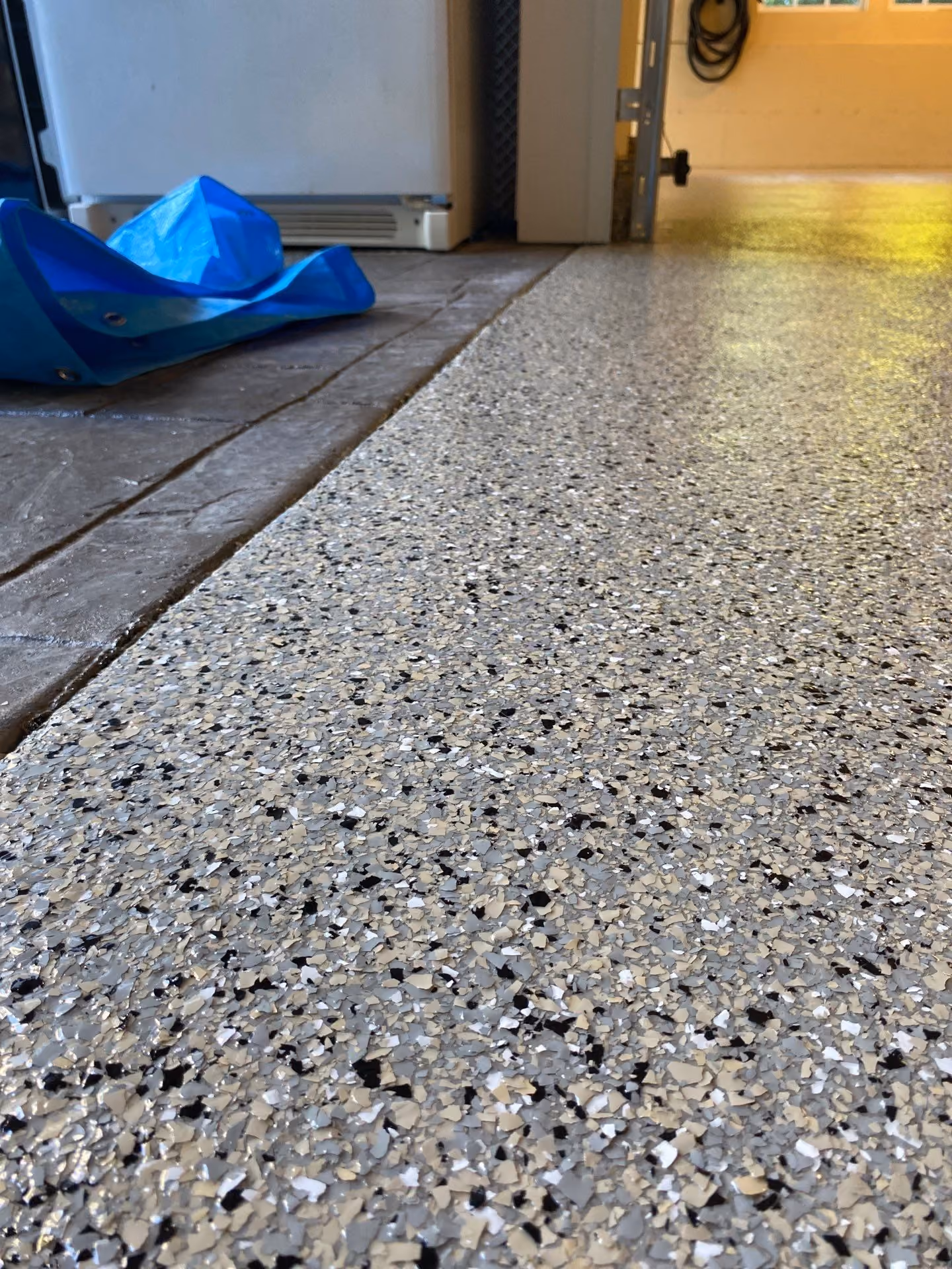 Mediterranean Evolution epoxy flake floor by Cascade Concrete Coatings