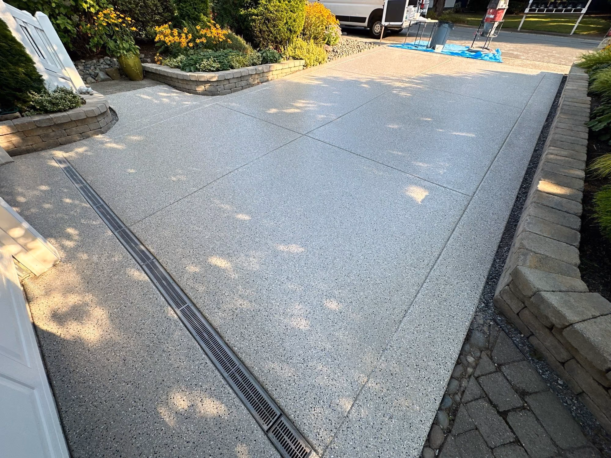 Mediterranean Evolution epoxy flake floor by Cascade Concrete Coatings