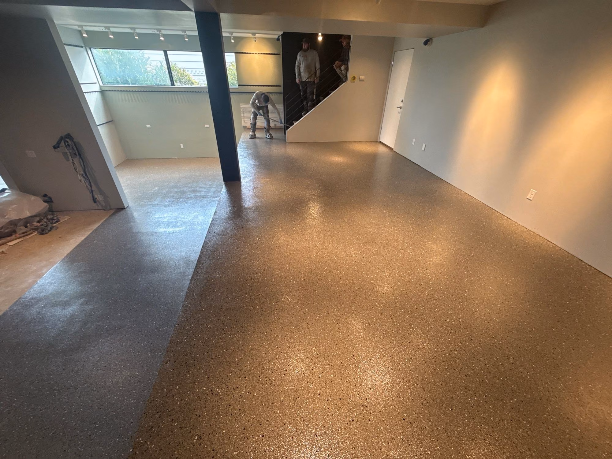 Slate Hybrid Terrazzo epoxy flake floor by Cascade Concrete Coatings