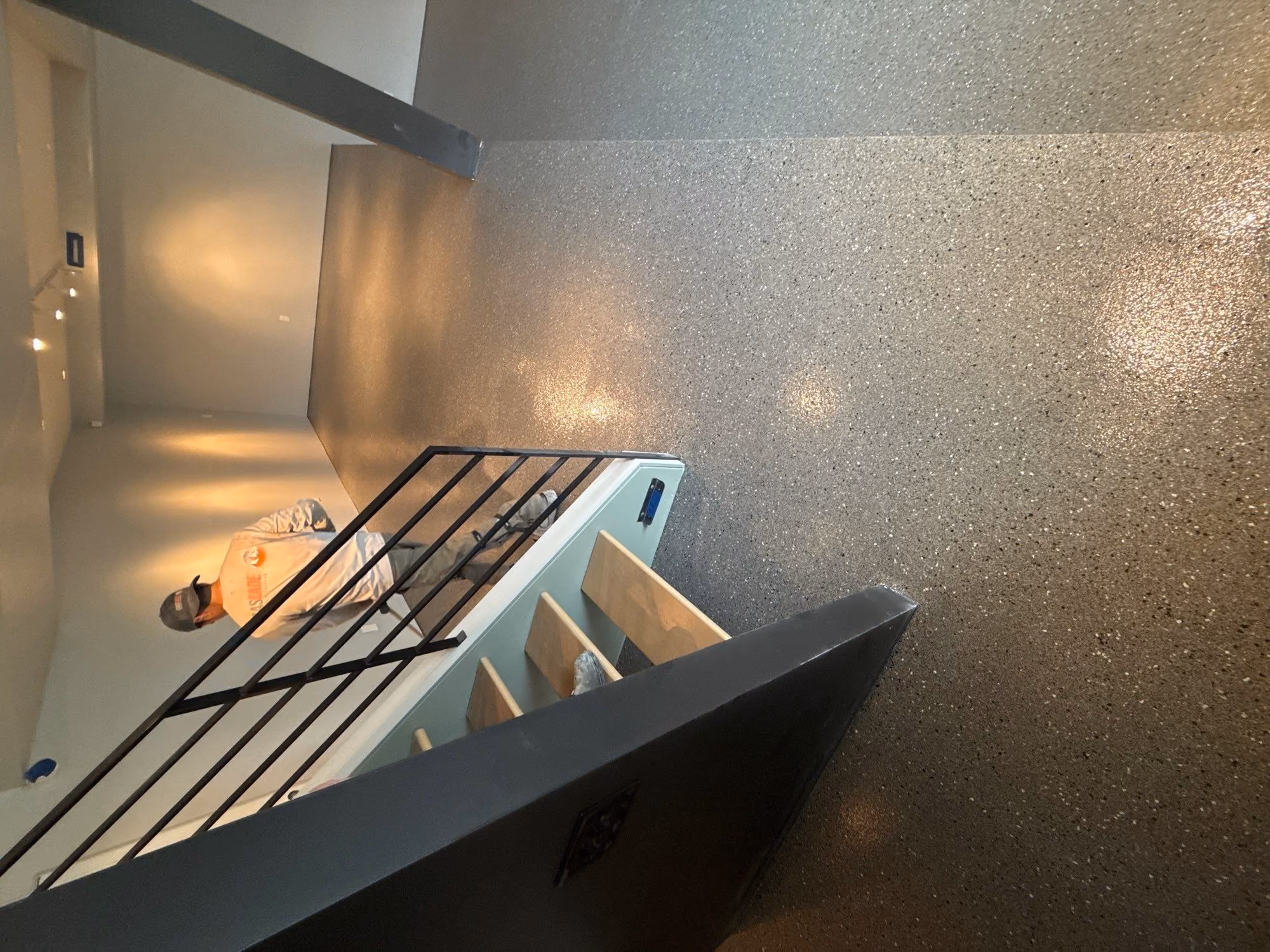 Slate Hybrid Terrazzo epoxy flake floor by Cascade Concrete Coatings