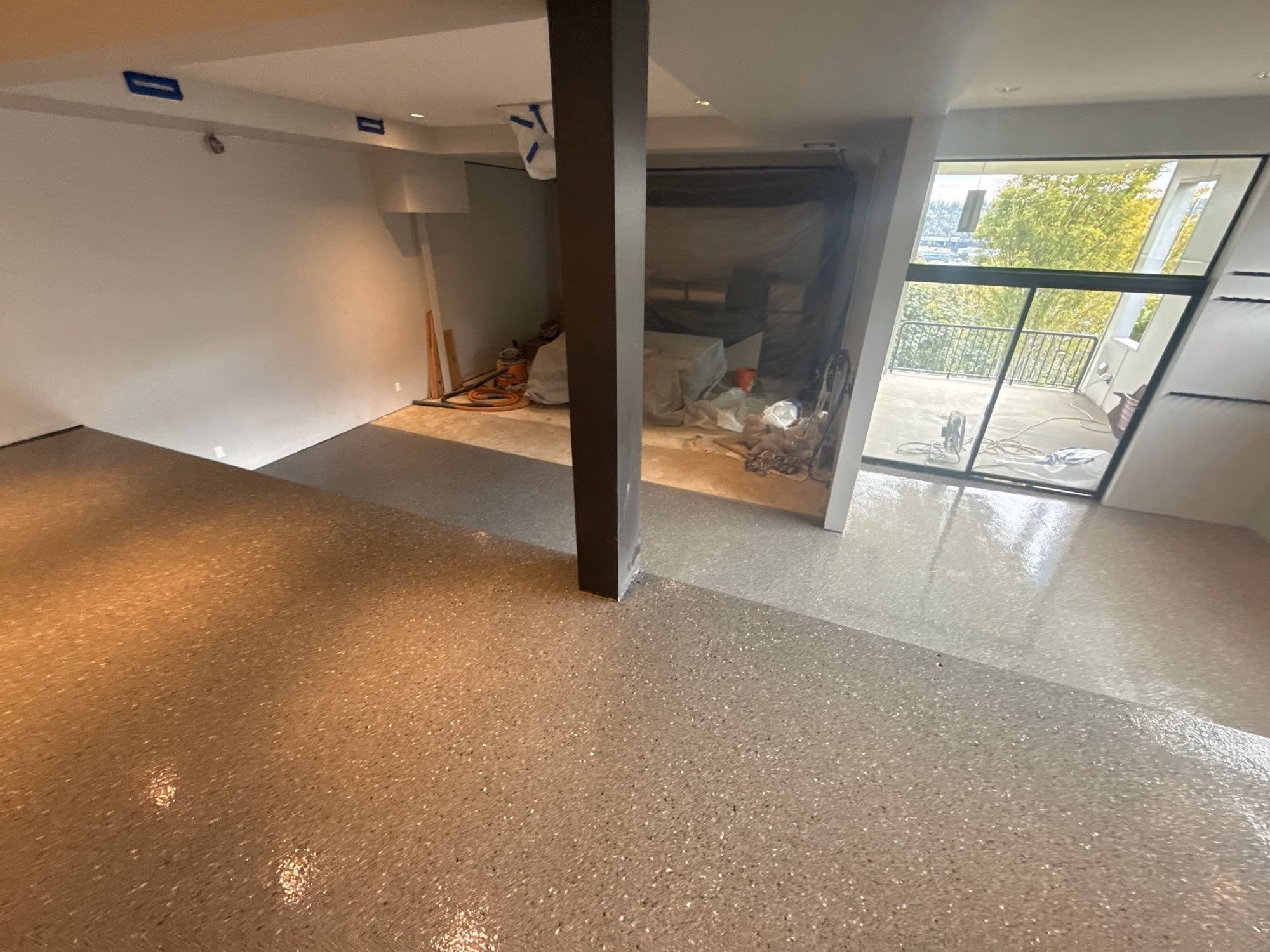 Slate Hybrid Terrazzo epoxy flake floor by Cascade Concrete Coatings