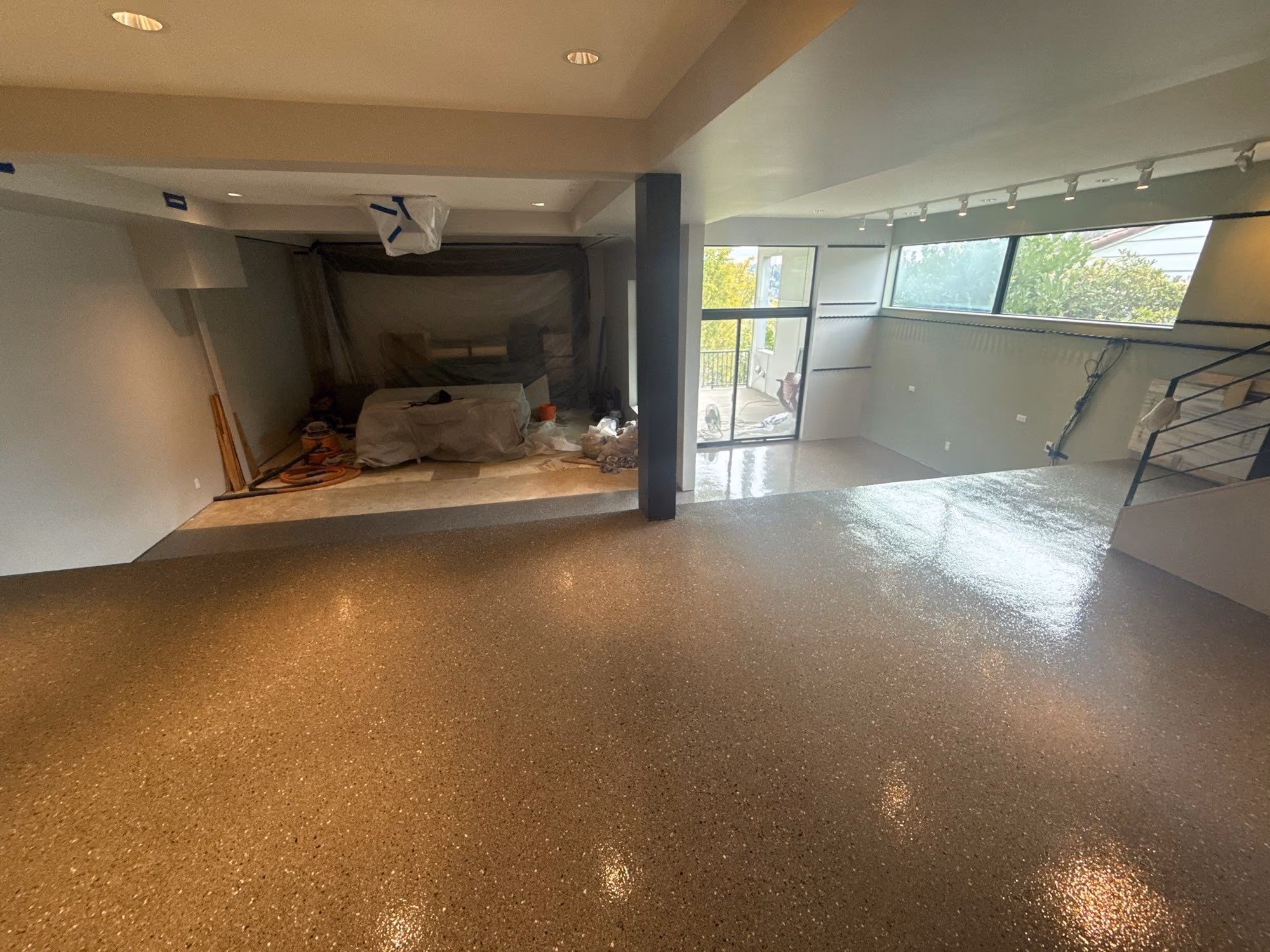 Slate Hybrid Terrazzo epoxy flake floor by Cascade Concrete Coatings