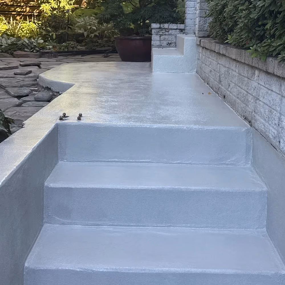 Light Grey solid floor coating on patio steps
