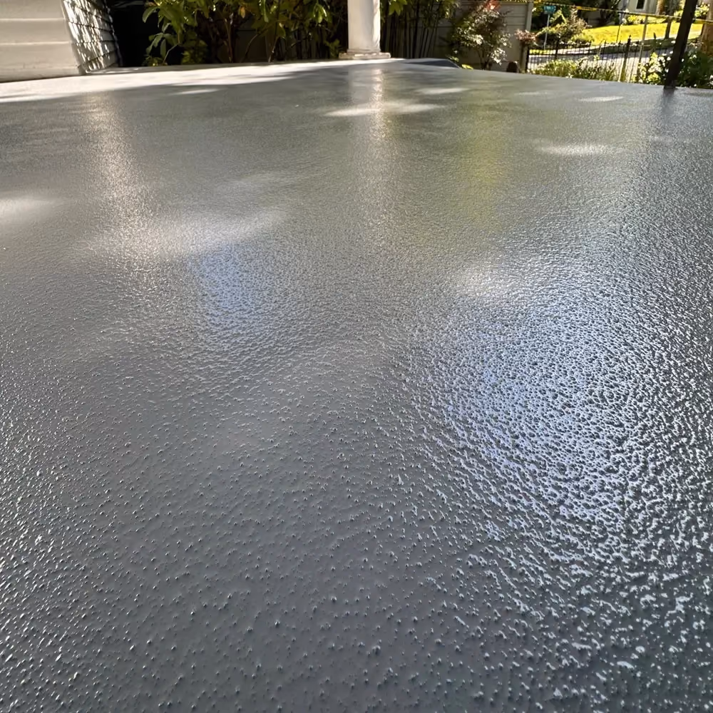 Dark Grey solid floor coating on a covered porch