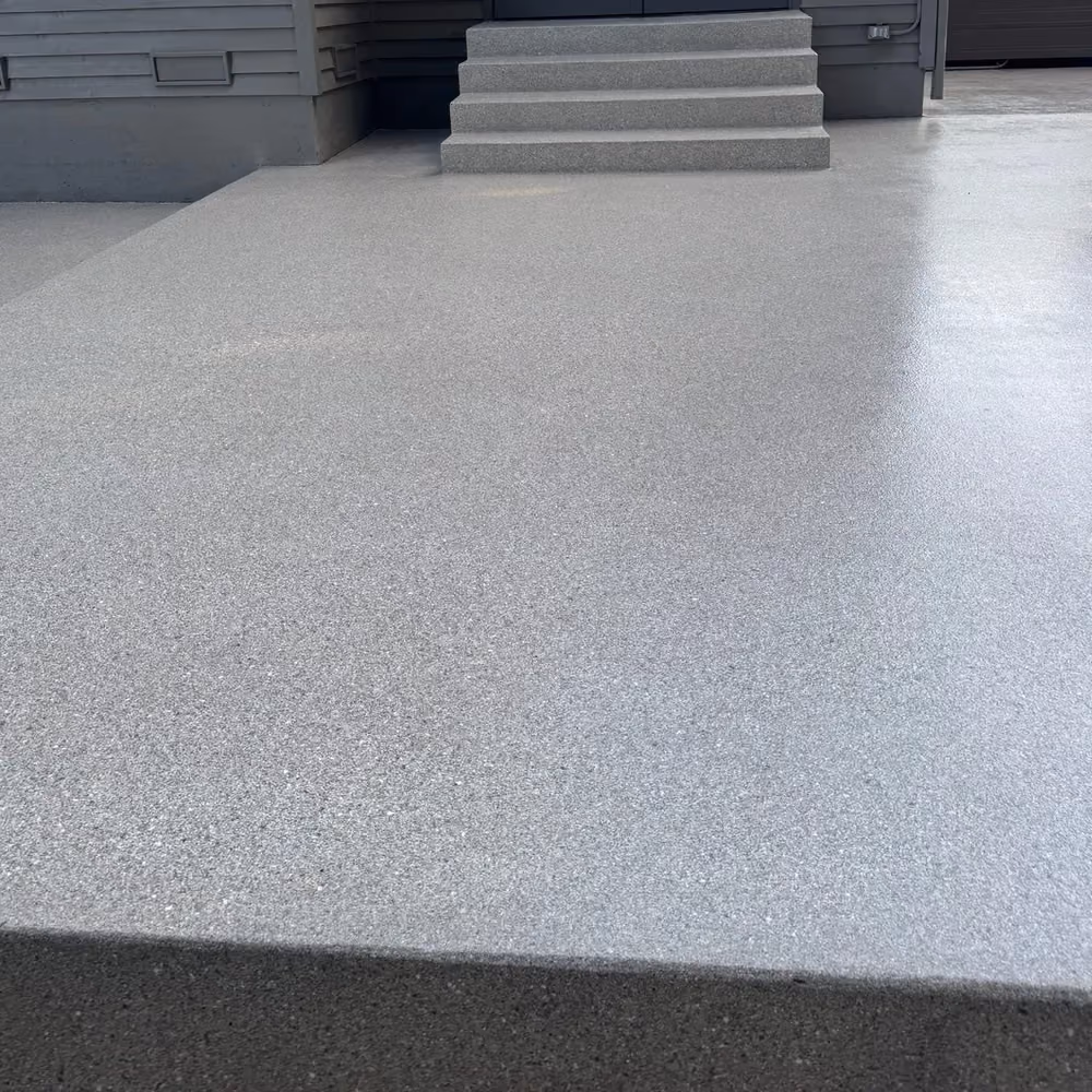 Quartzite hybrid terrazzo floor coating on a patio