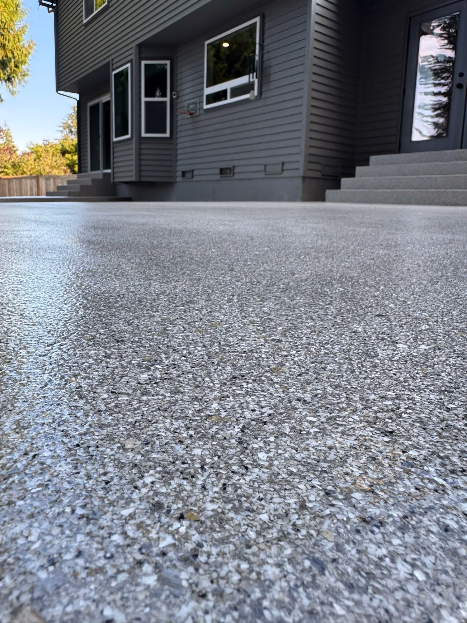 Quartzite Hybrid Terrazzo epoxy flake floor by Cascade Concrete Coatings