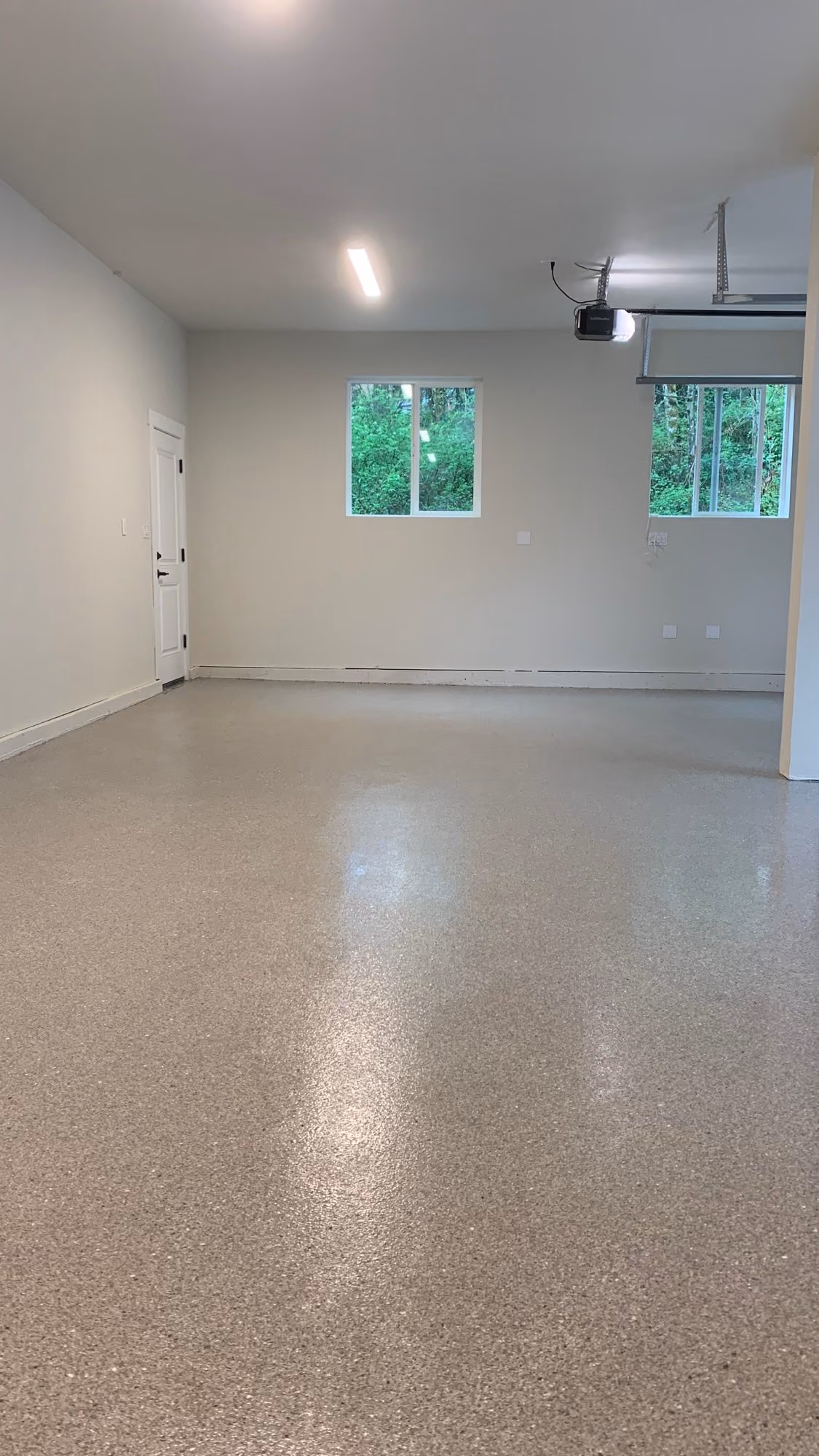 Quartzite Hybrid Terrazzo epoxy flake floor by Cascade Concrete Coatings