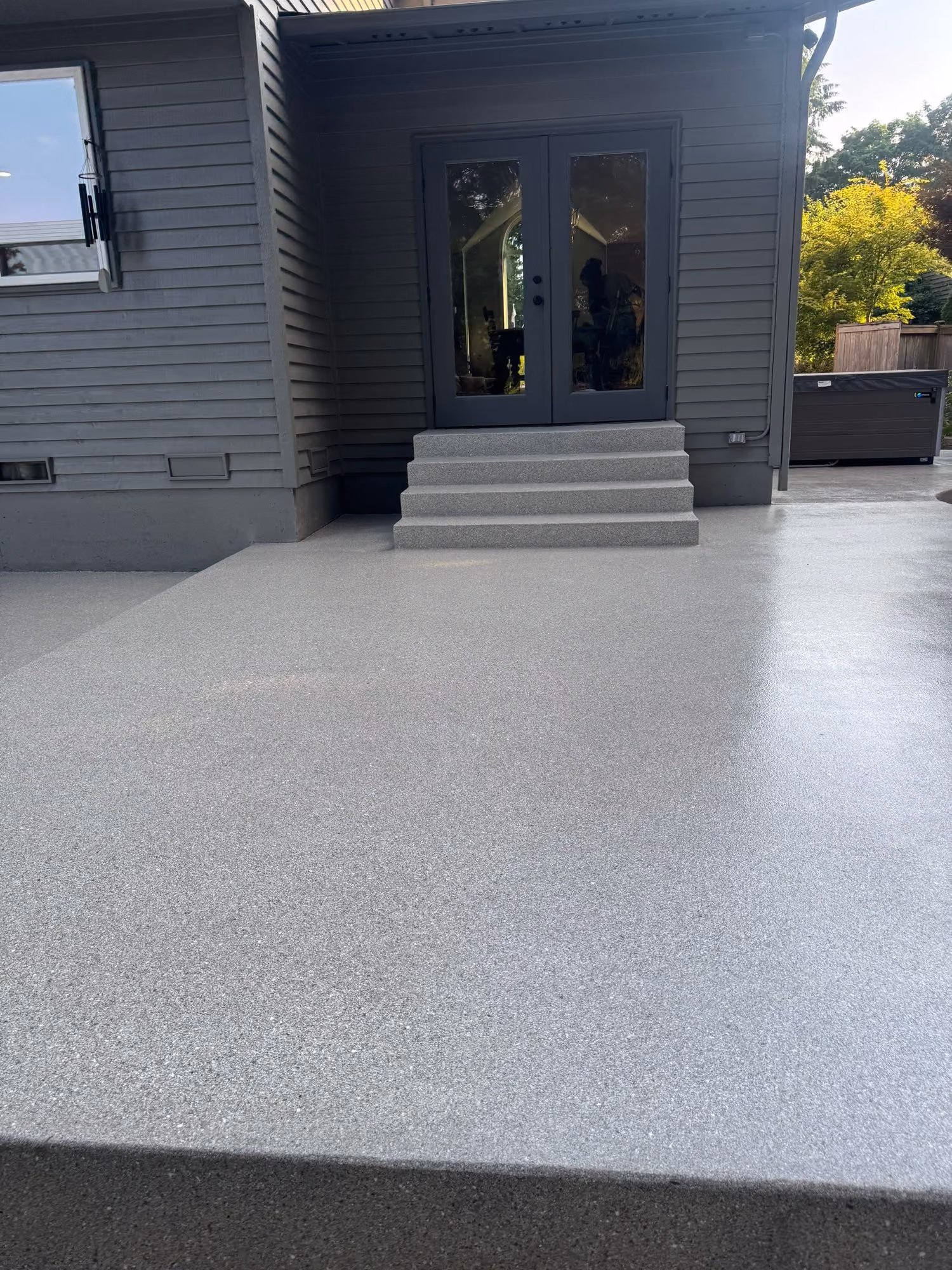 Quartzite Hybrid Terrazzo epoxy flake floor by Cascade Concrete Coatings