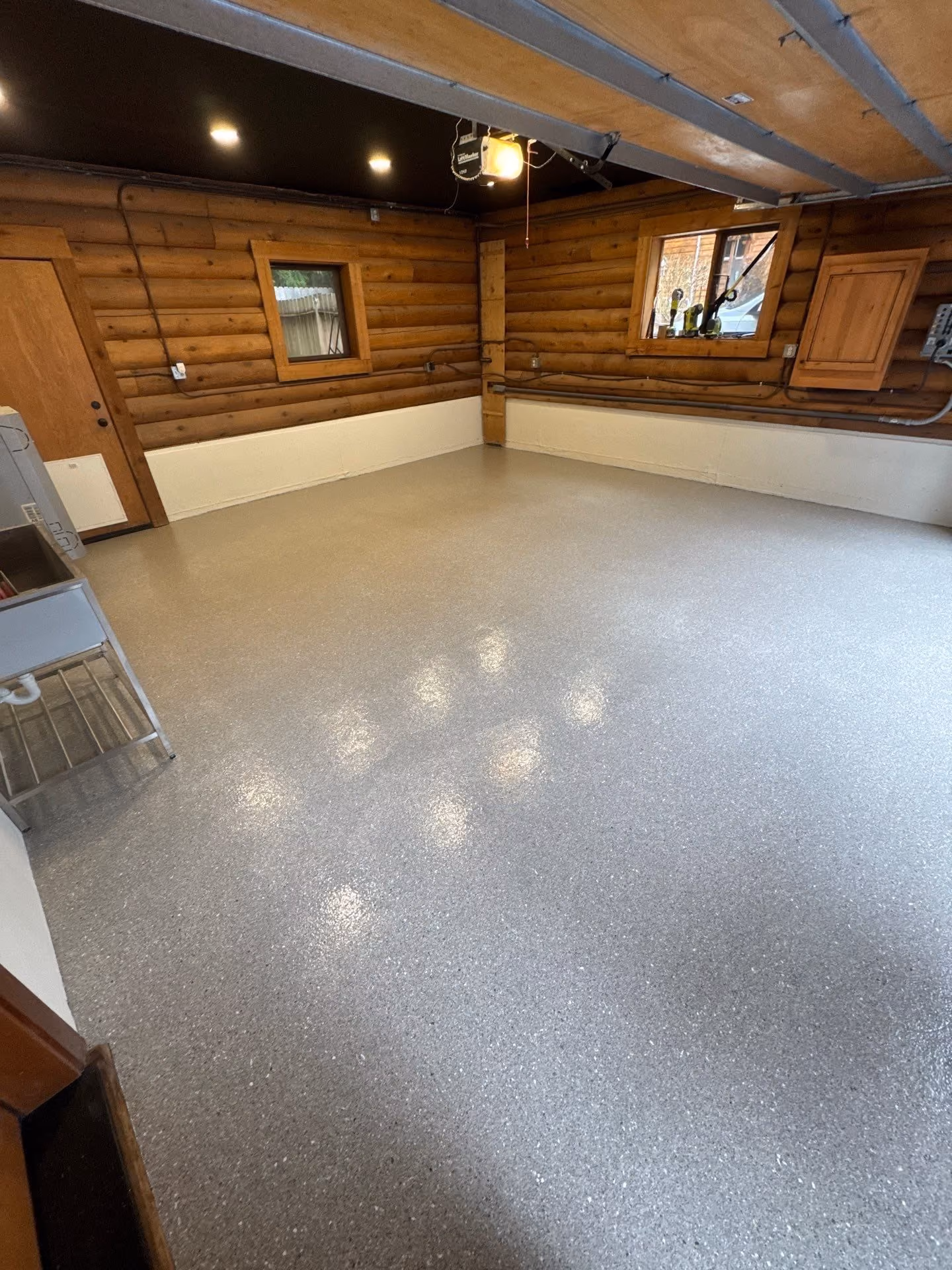Quartzite Hybrid Terrazzo epoxy flake floor by Cascade Concrete Coatings