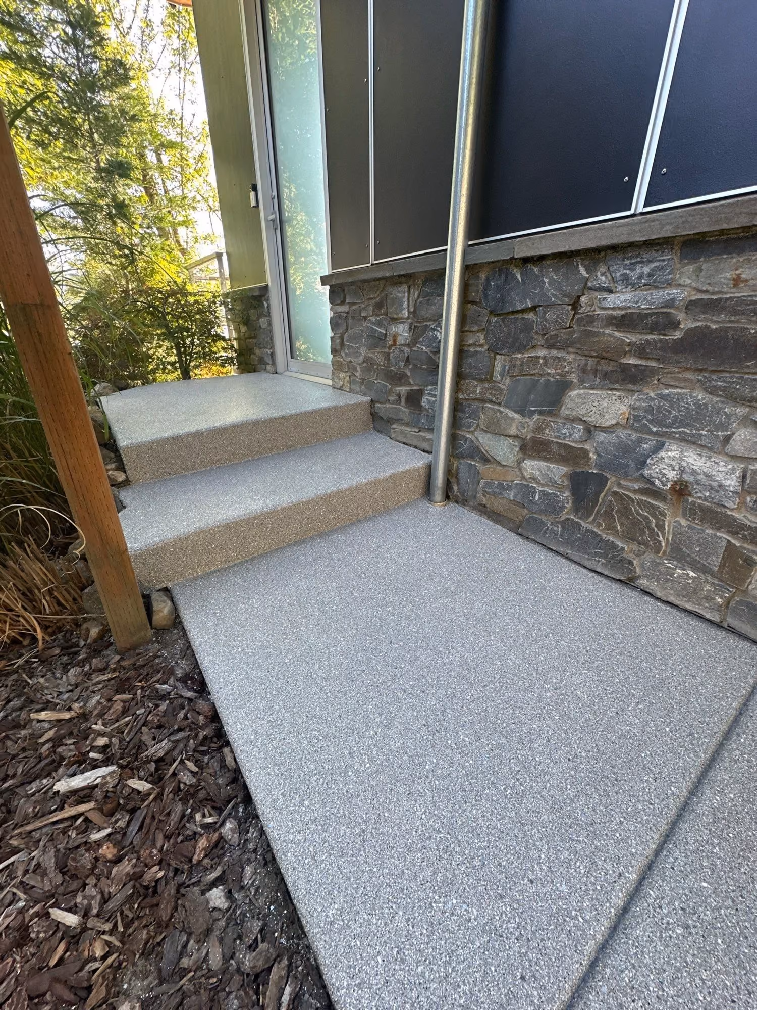 Blue Granite Hybrid Terrazzo epoxy flake floor by Cascade Concrete Coatings