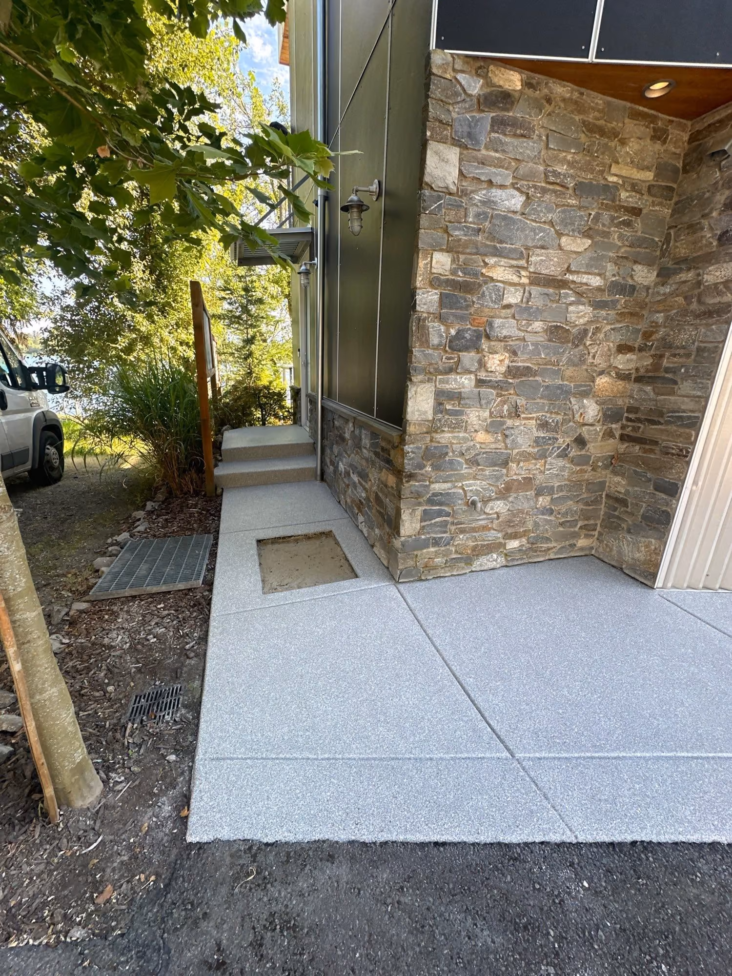 Blue Granite Hybrid Terrazzo epoxy flake floor by Cascade Concrete Coatings