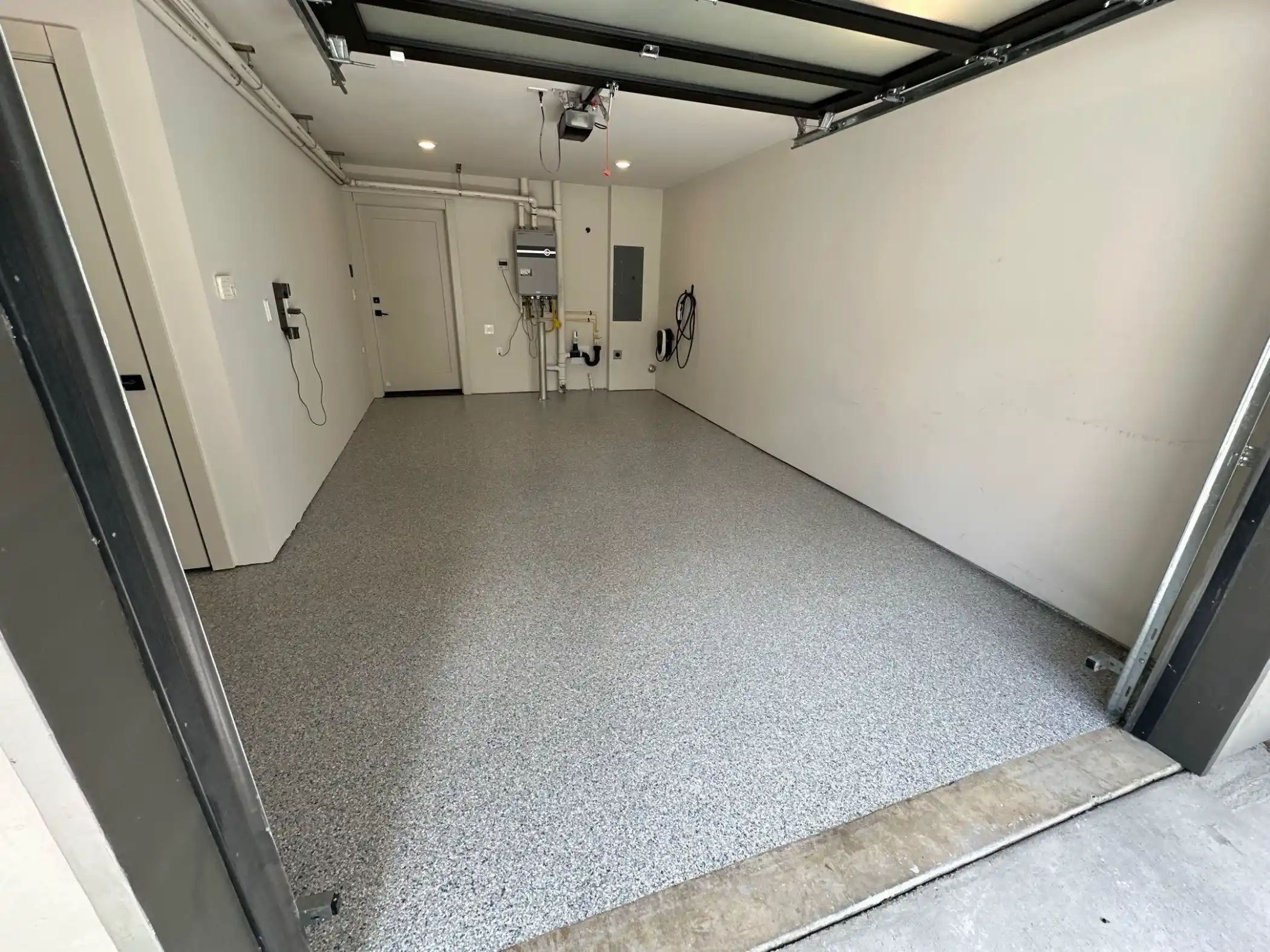 Tidal Wave flake polyurea garage floor in a newer Seattle townhome