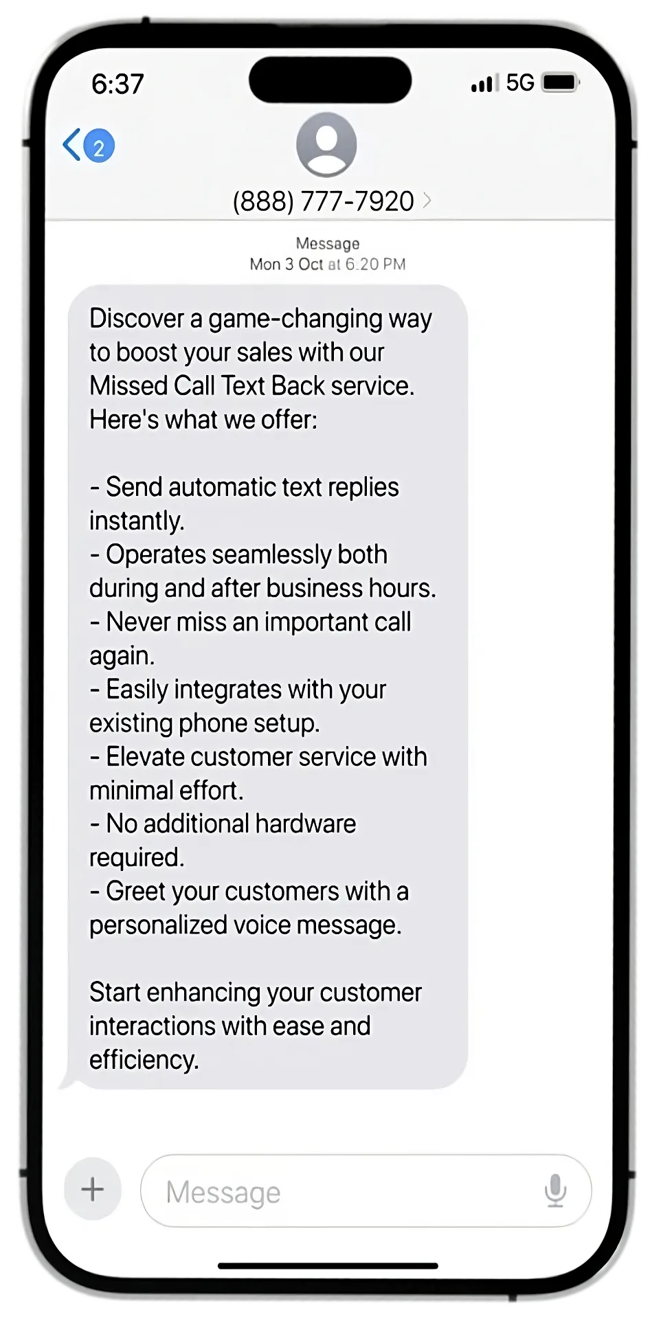 Automated Missed Call Text