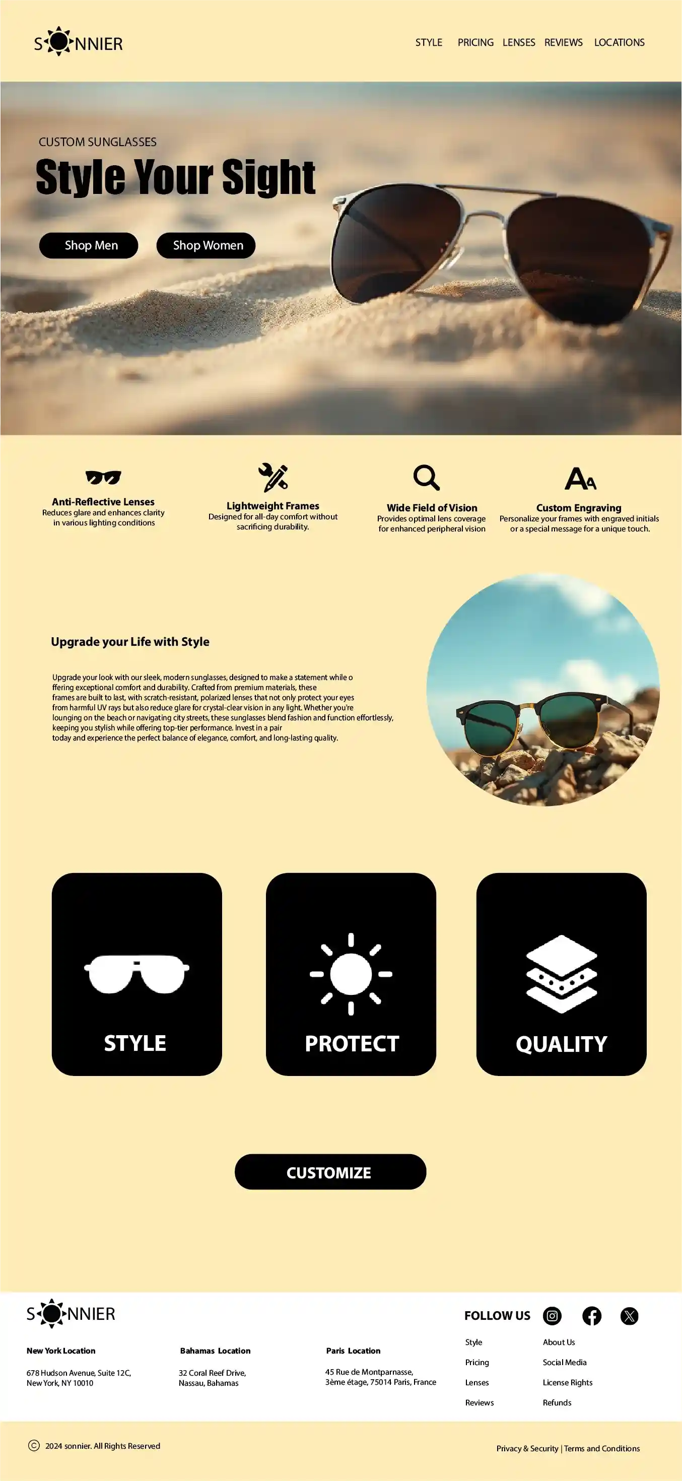 Sun Glasses E-Commerce Landing Page
