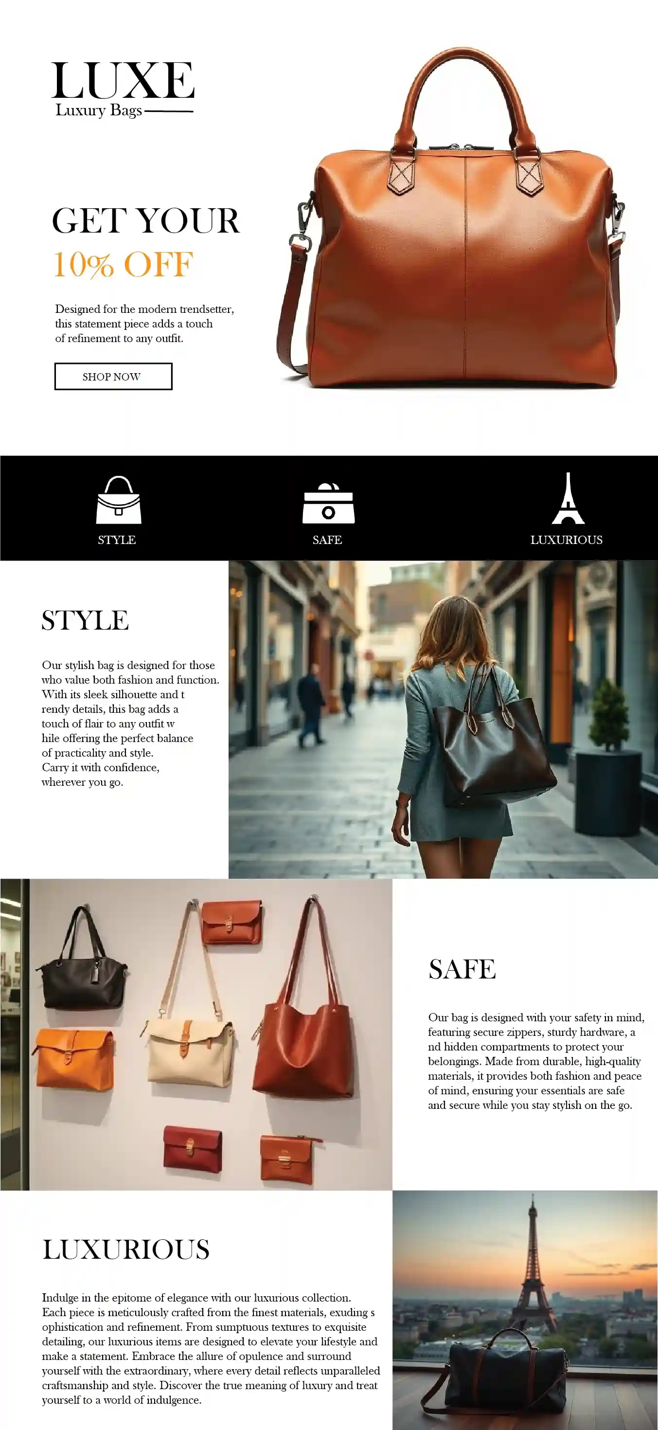 Luxury Bag Designer E-Commerce Landing Page